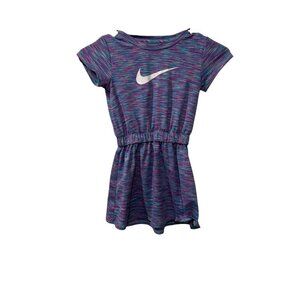 Nike Girls Multicolor Striped Athletic Dress With Elastic Waistband 4T